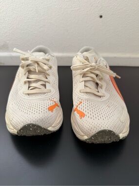 Puma Women’s Cream Sneakers with Orange Accents